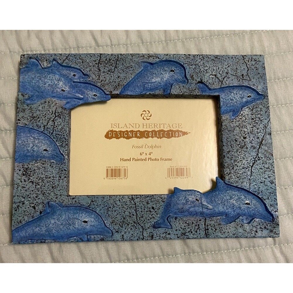 Fossil Dolphin Island Heritage Picture Frame Ocean Hand Painted 4”x 6" Picture